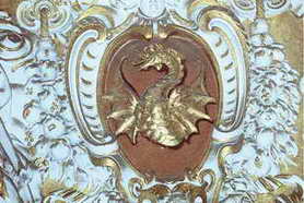Dragon on a large papal crest in the Vatican museum